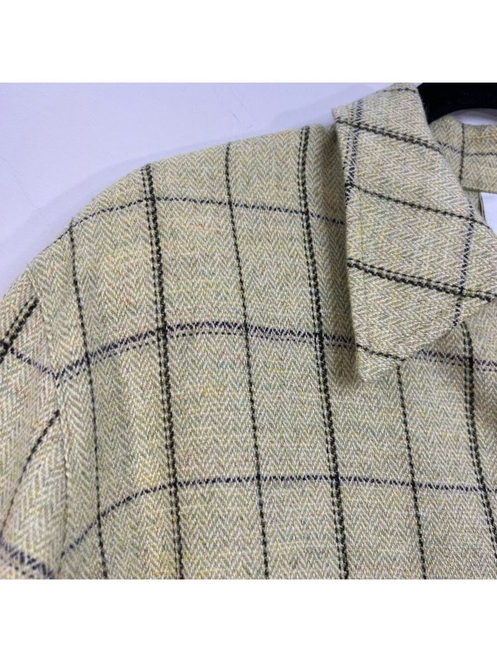 Eugen Klein Germany pale green boxy plaid 100% wool overshirt shacket 14 - Picture 10 of 15